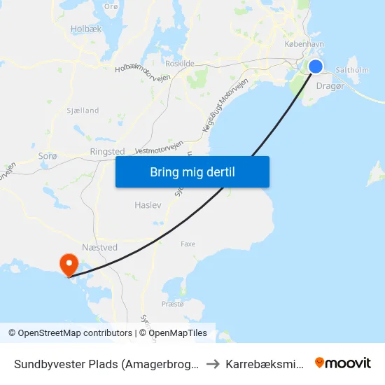 Sundbyvester Plads (Amagerbrogade) to Karrebæksminde map