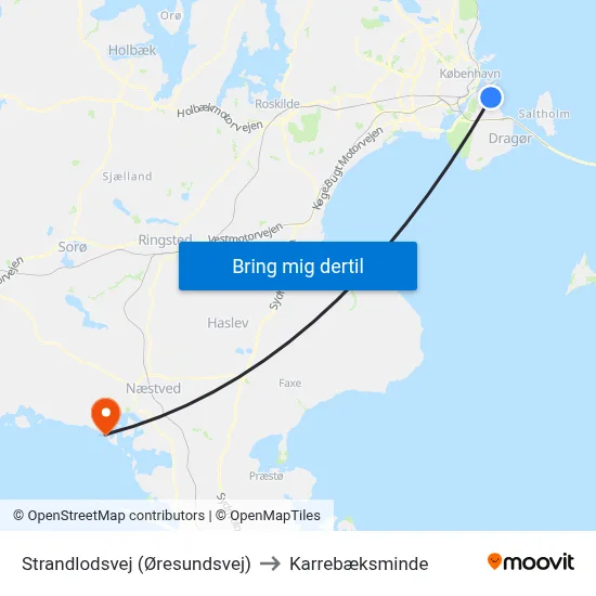 Strandlodsvej (Øresundsvej) to Karrebæksminde map