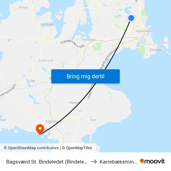 Bagsværd St. Bindeledet (Bindeledet) to Karrebæksminde map
