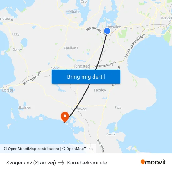 Svogerslev (Stamvej) to Karrebæksminde map