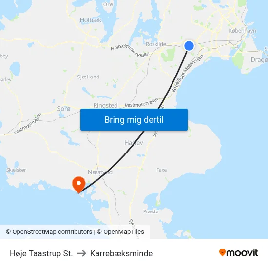 Høje Taastrup St. to Karrebæksminde map