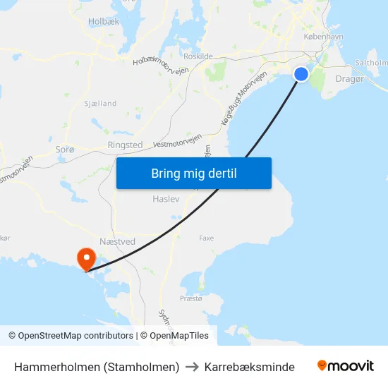 Hammerholmen (Stamholmen) to Karrebæksminde map