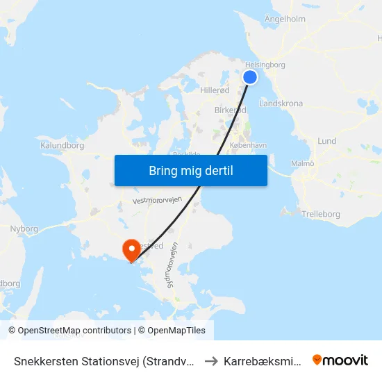 Snekkersten Stationsvej (Strandvejen) to Karrebæksminde map