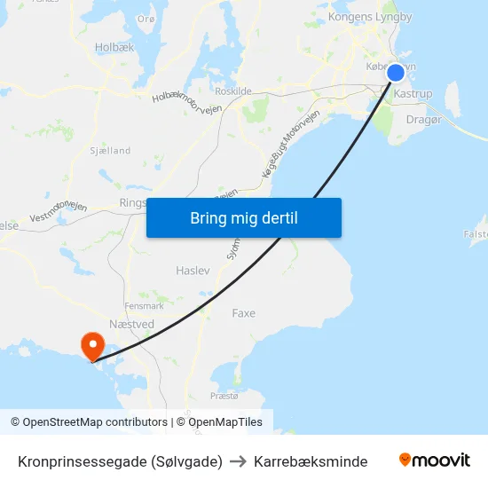 Kronprinsessegade (Sølvgade) to Karrebæksminde map