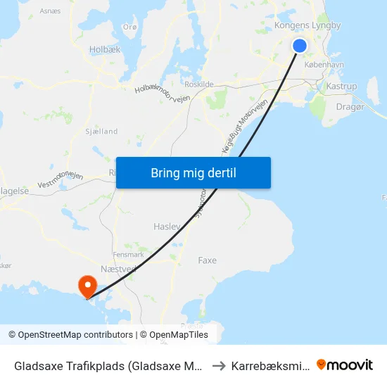 Gladsaxe Trafikplads (Gladsaxe Møllevej) to Karrebæksminde map