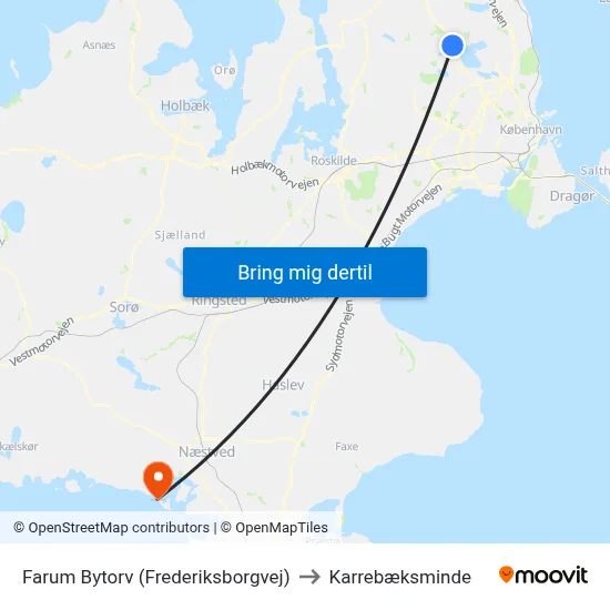 Farum Bytorv (Frederiksborgvej) to Karrebæksminde map