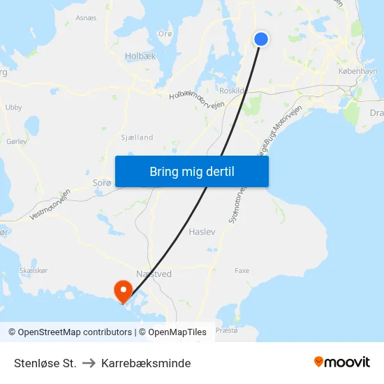 Stenløse St. to Karrebæksminde map