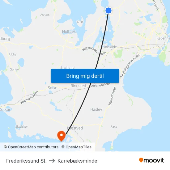 Frederikssund St. to Karrebæksminde map