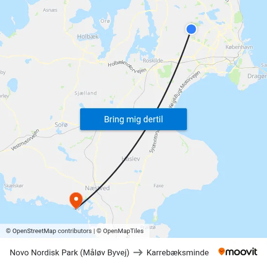 Novo Nordisk Park (Måløv Byvej) to Karrebæksminde map