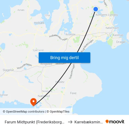 Farum Midtpunkt (Frederiksborgvej) to Karrebæksminde map
