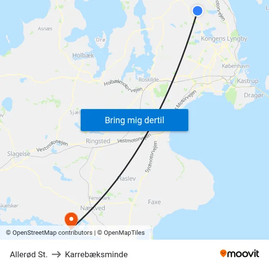 Allerød St. to Karrebæksminde map