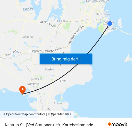 Kastrup St. (Ved Stationen) to Karrebæksminde map