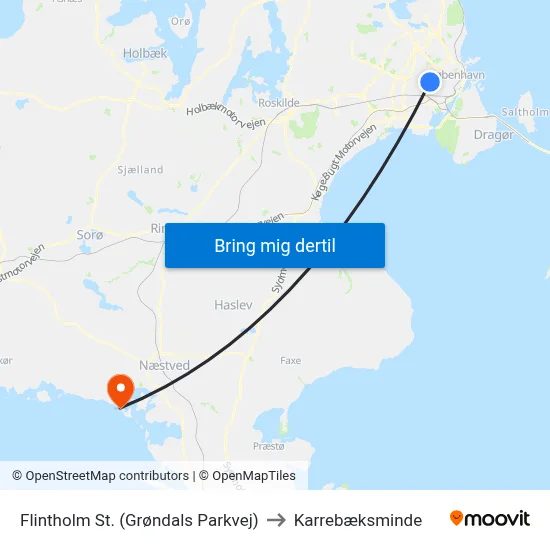 Flintholm St. (Grøndals Parkvej) to Karrebæksminde map