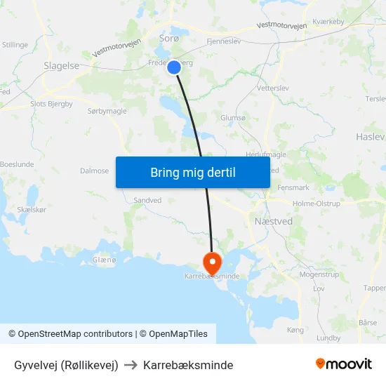 Gyvelvej (Røllikevej) to Karrebæksminde map