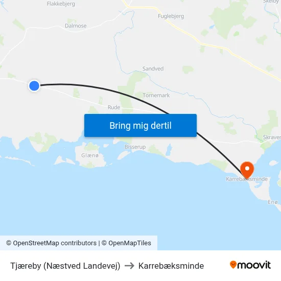 Tjæreby (Næstved Landevej) to Karrebæksminde map