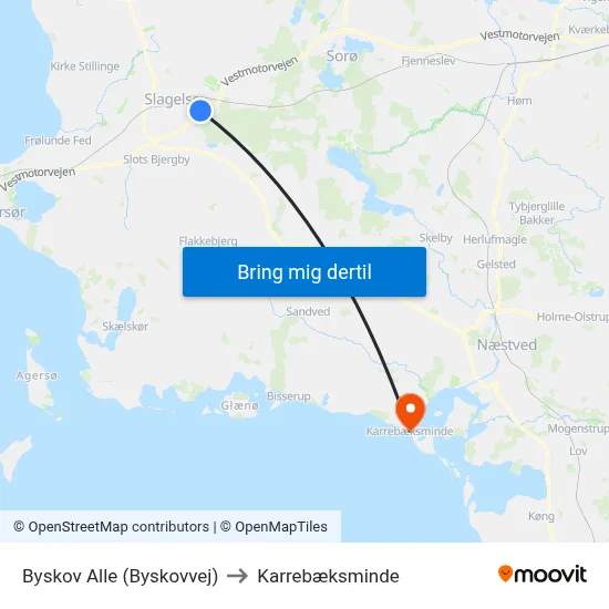 Byskov Alle (Byskovvej) to Karrebæksminde map