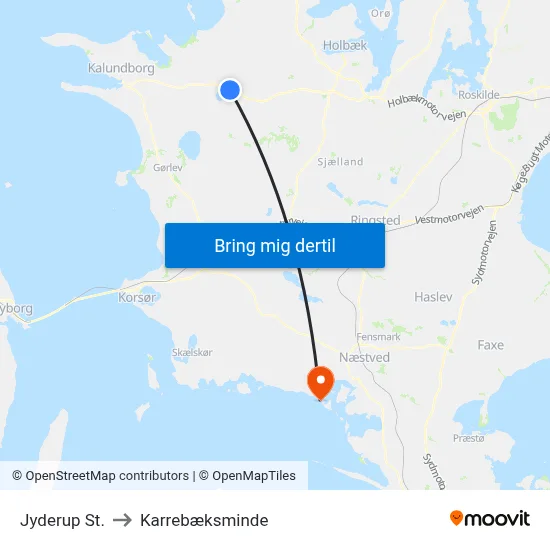Jyderup St. to Karrebæksminde map