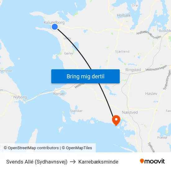 Svends Allé (Sydhavnsvej) to Karrebæksminde map