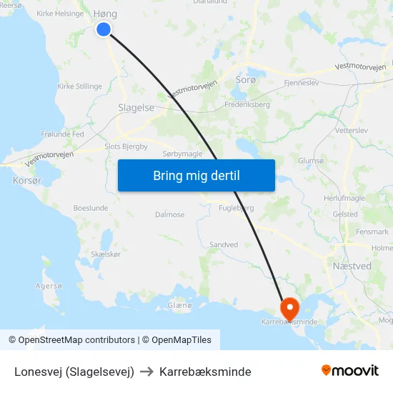 Lonesvej (Slagelsevej) to Karrebæksminde map