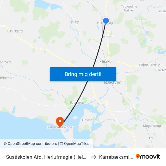 Susåskolen Afd. Herlufmagle (Helgesvej) to Karrebæksminde map