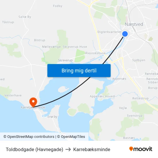 Toldbodgade (Havnegade) to Karrebæksminde map