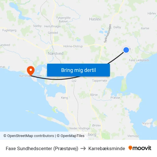 Faxe Sundhedscenter (Præstøvej) to Karrebæksminde map