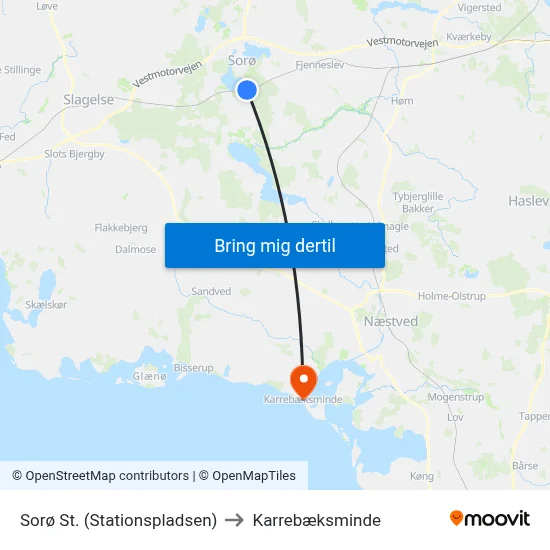Sorø St. (Stationspladsen) to Karrebæksminde map