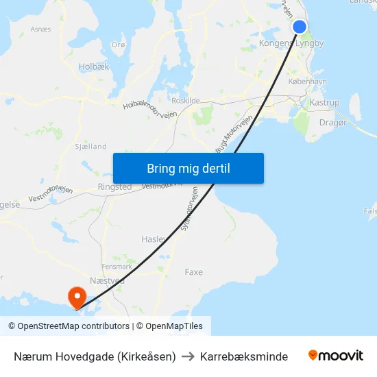 Nærum Hovedgade (Kirkeåsen) to Karrebæksminde map