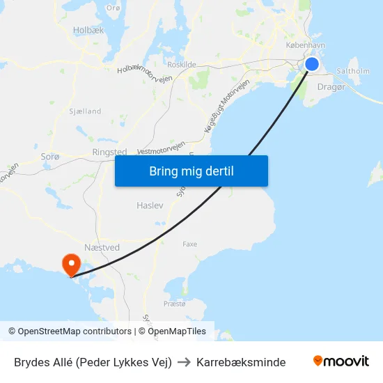 Brydes Allé (Peder Lykkes Vej) to Karrebæksminde map