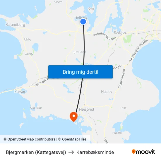 Bjergmarken (Kattegatsvej) to Karrebæksminde map