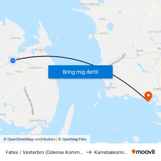 Føtex / Vesterbro (Odense Kommune) to Karrebæksminde map