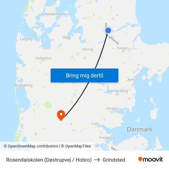 Rosendalskolen (Døstrupvej / Hobro) to Grindsted map