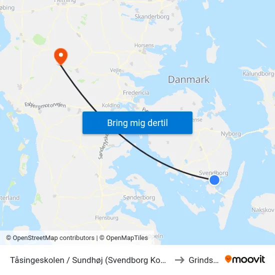 Tåsingeskolen / Sundhøj (Svendborg Kommune) to Grindsted map