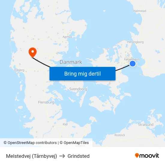 Melstedvej (Tårnbyvej) to Grindsted map