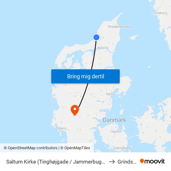 Saltum Kirke (Tinghøjgade / Jammerbugt Komm.) to Grindsted map