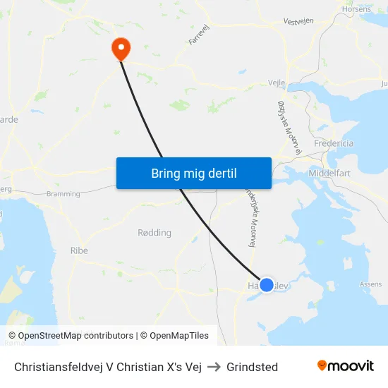 Christiansfeldvej V Christian X's Vej to Grindsted map