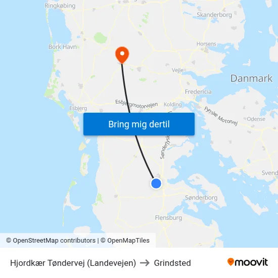 Hjordkær Tøndervej (Landevejen) to Grindsted map