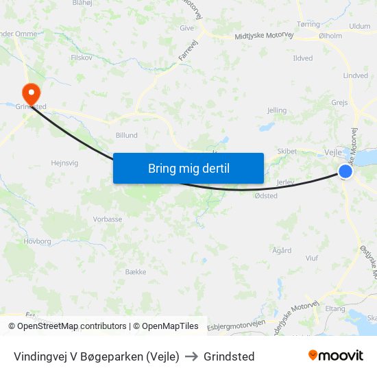 Vindingvej V Bøgeparken (Vejle) to Grindsted map