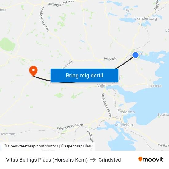 Vitus Berings Plads (Horsens Kom) to Grindsted map