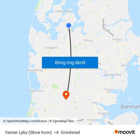Vester Lyby (Skive Kom) to Grindsted map