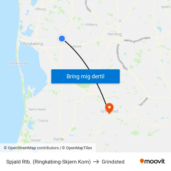 Spjald Rtb. (Ringkøbing-Skjern Kom) to Grindsted map