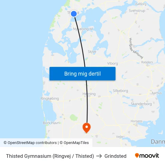 Thisted Gymnasium (Ringvej / Thisted) to Grindsted map