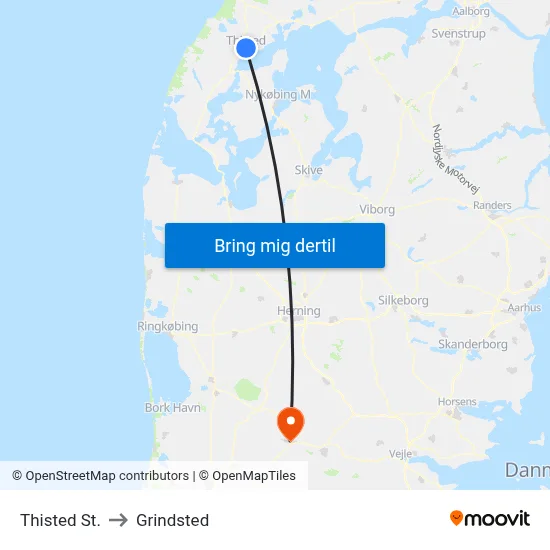Thisted St. to Grindsted map
