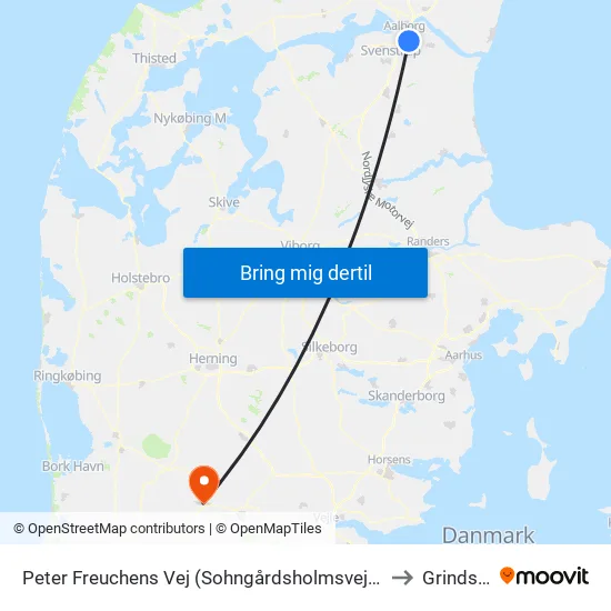 Peter Freuchens Vej (Sohngårdsholmsvej / Aalborg) to Grindsted map