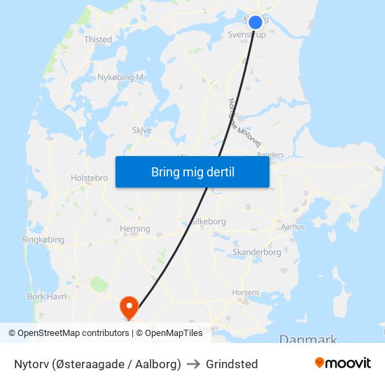 Nytorv (Østeraagade / Aalborg) to Grindsted map