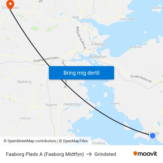 Faaborg Plads A (Faaborg Midtfyn) to Grindsted map