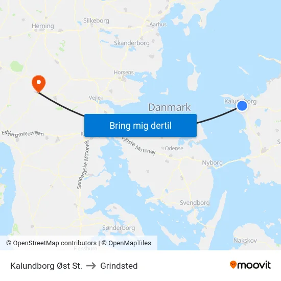 Kalundborg Øst St. to Grindsted map