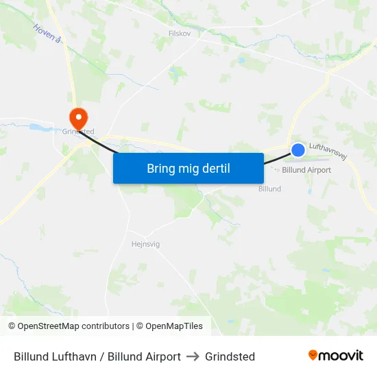 Billund Lufthavn / Billund Airport to Grindsted map