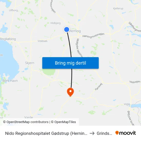 Nido Regionshospitalet Gødstrup (Herning Kom) to Grindsted map