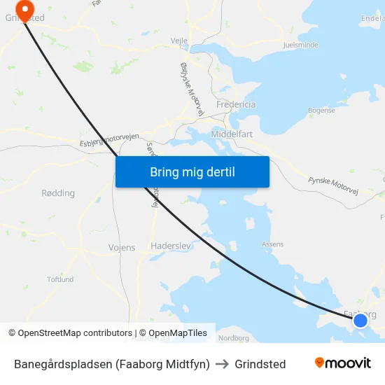 Banegårdspladsen (Faaborg Midtfyn) to Grindsted map